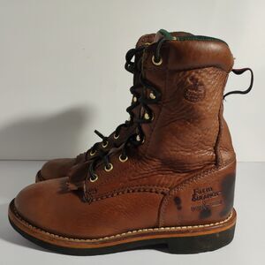 GEORGIA G3114 FARM AND RANCH BROWN LEATHER WORK LADIES 8.5 BOOTS